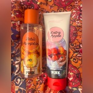 Victoria's Secret PINK Basic Pumpkin Body Mist   & Apple Body Lotion Set
